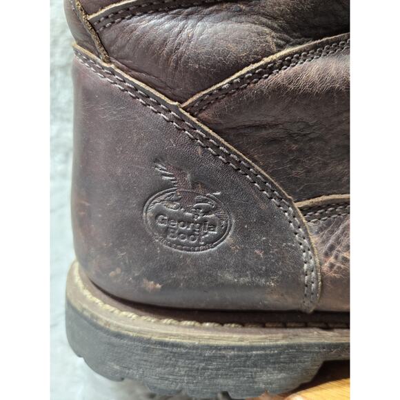 Mens Size 13M Waterproof Oil Resistant GEORGIA BOOT Work Boot Brown Lace Up - Picture 11 of 11